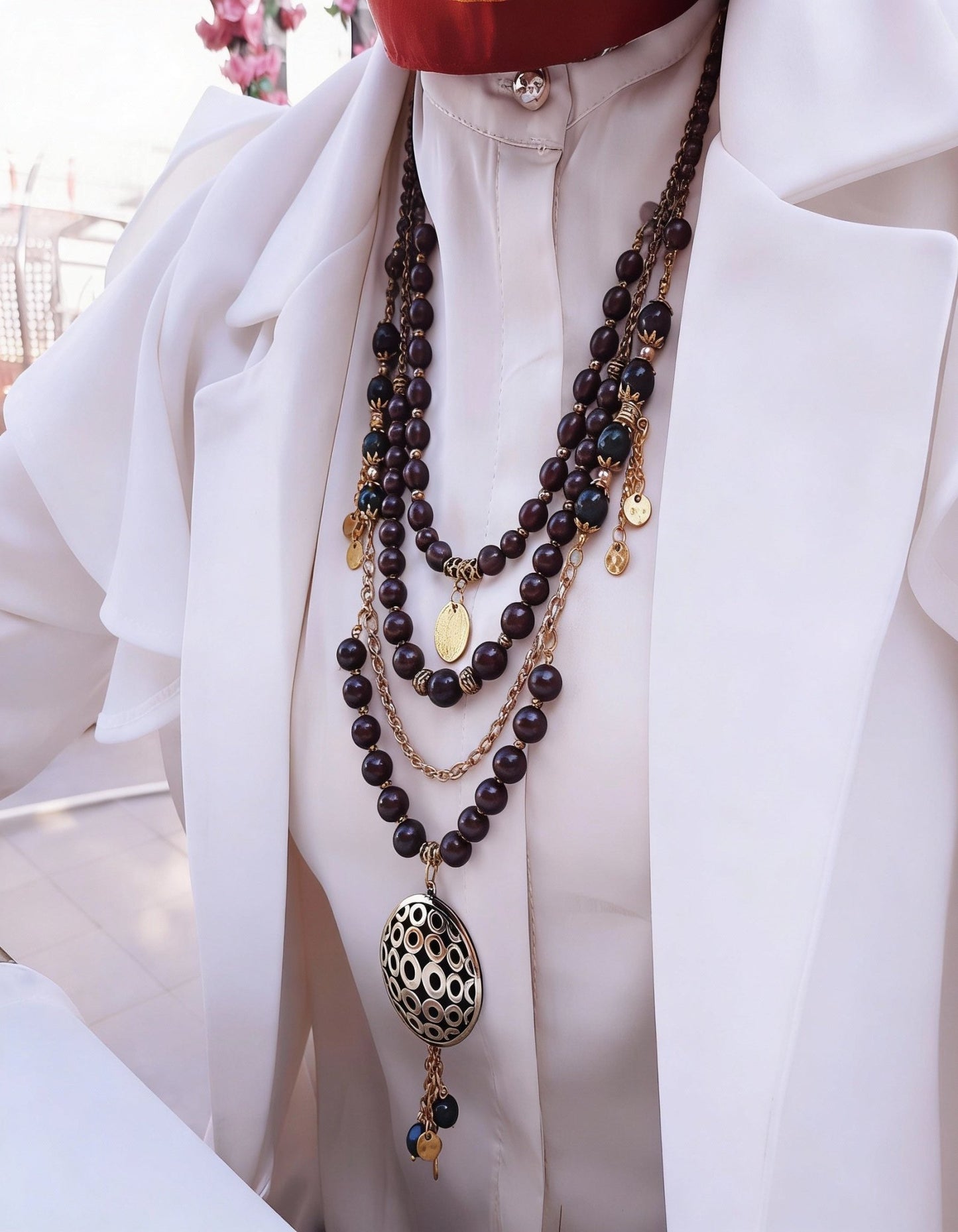 عقد أسود فاخر - أحجار العقيق