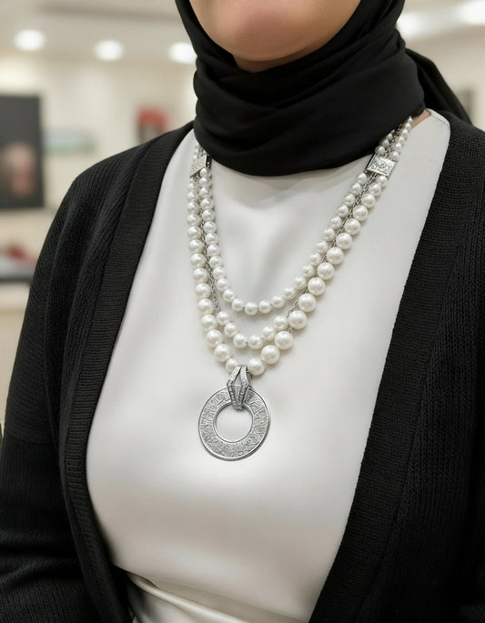 Ayat ElKorsy Necklace - Silver Pearl