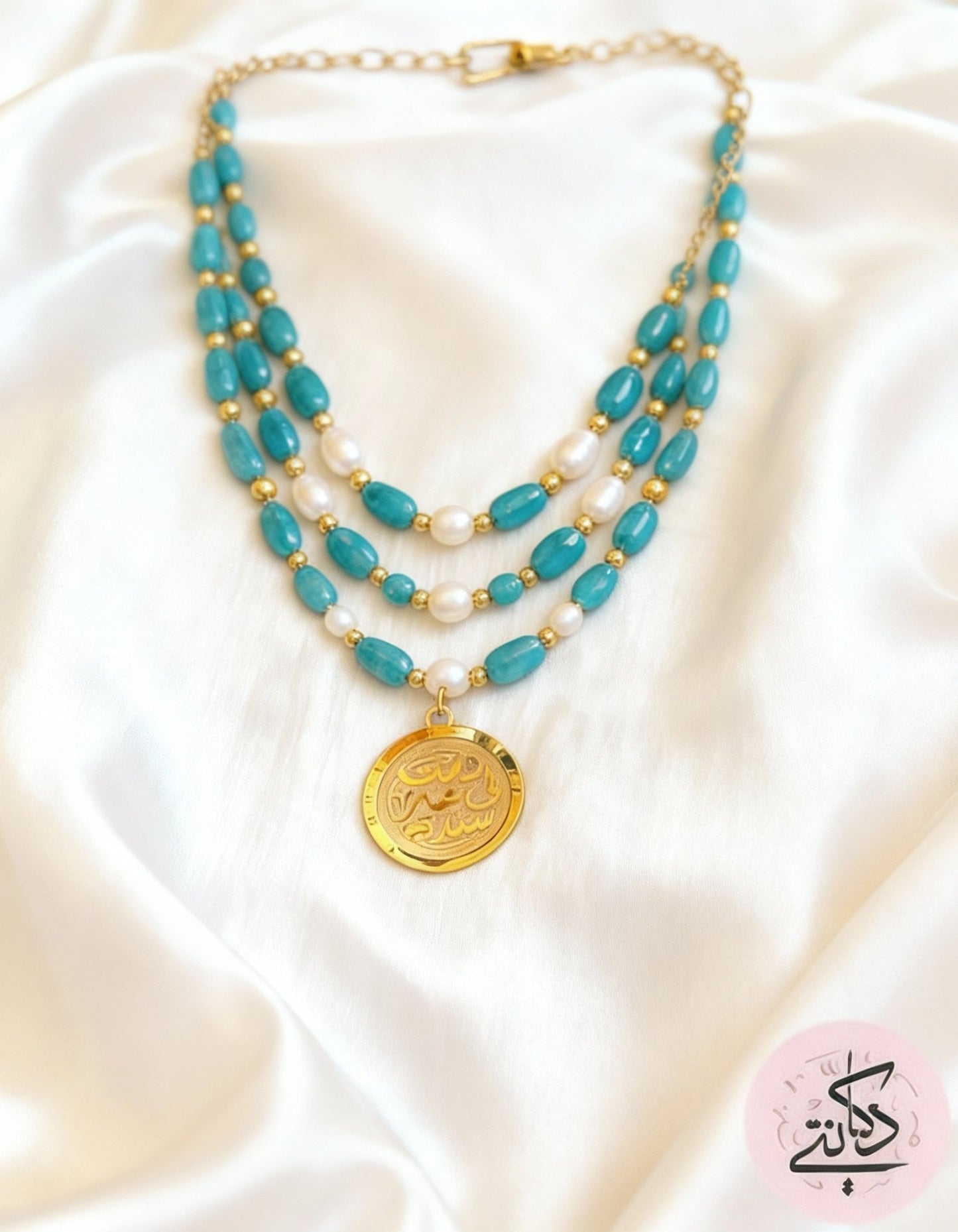 Be the Best Support Necklace - Exquisite Turquoise and Pearl Gold plated