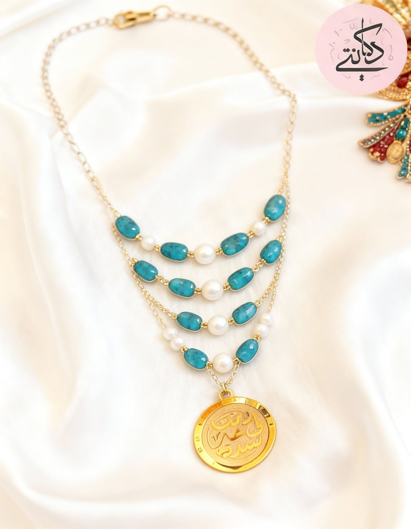 Be the Best Support Necklace - Outstanding Turquoise and Pearl Gold plated