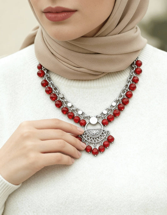 قلادة التراث العربي - مطلية بالفضة
