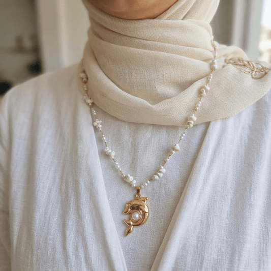 White Dolphin Summer Necklace - Stainless