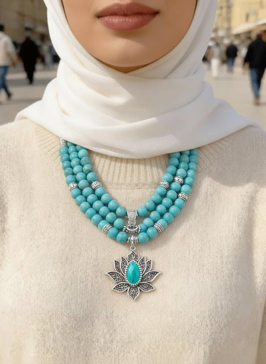 Ocean Turquoise Necklace - Silver Plated