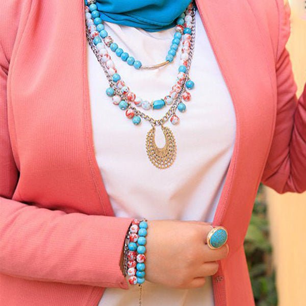 Ghalia Turquoise Set - Silver Plated