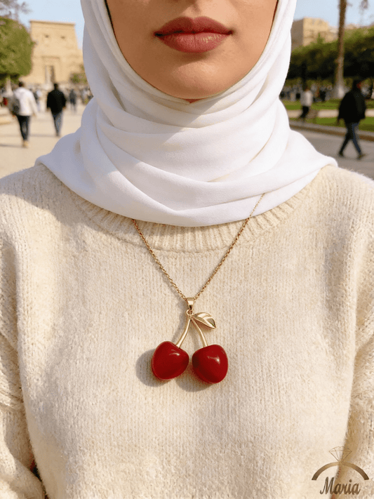 Red Berry Necklace - Stainless Gold Plated