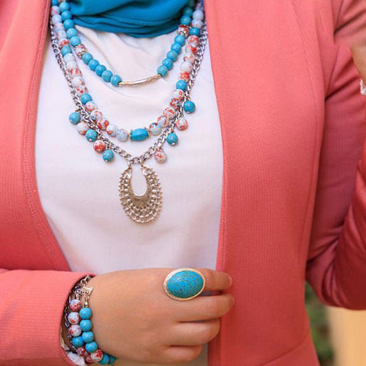 Ghalia Turquoise Set - Silver Plated