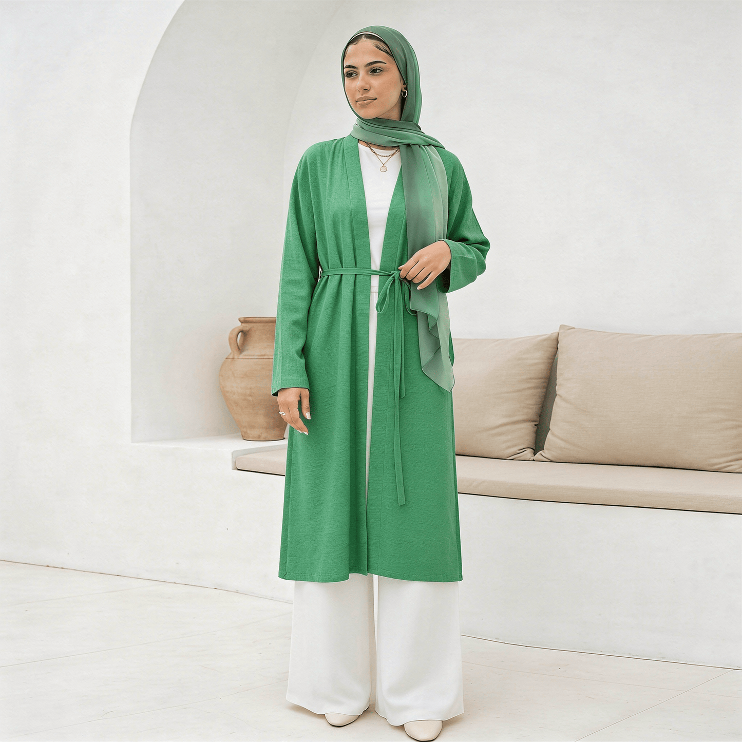 Effortless Chic Cardigan - Crinkle Linen Slim Fit