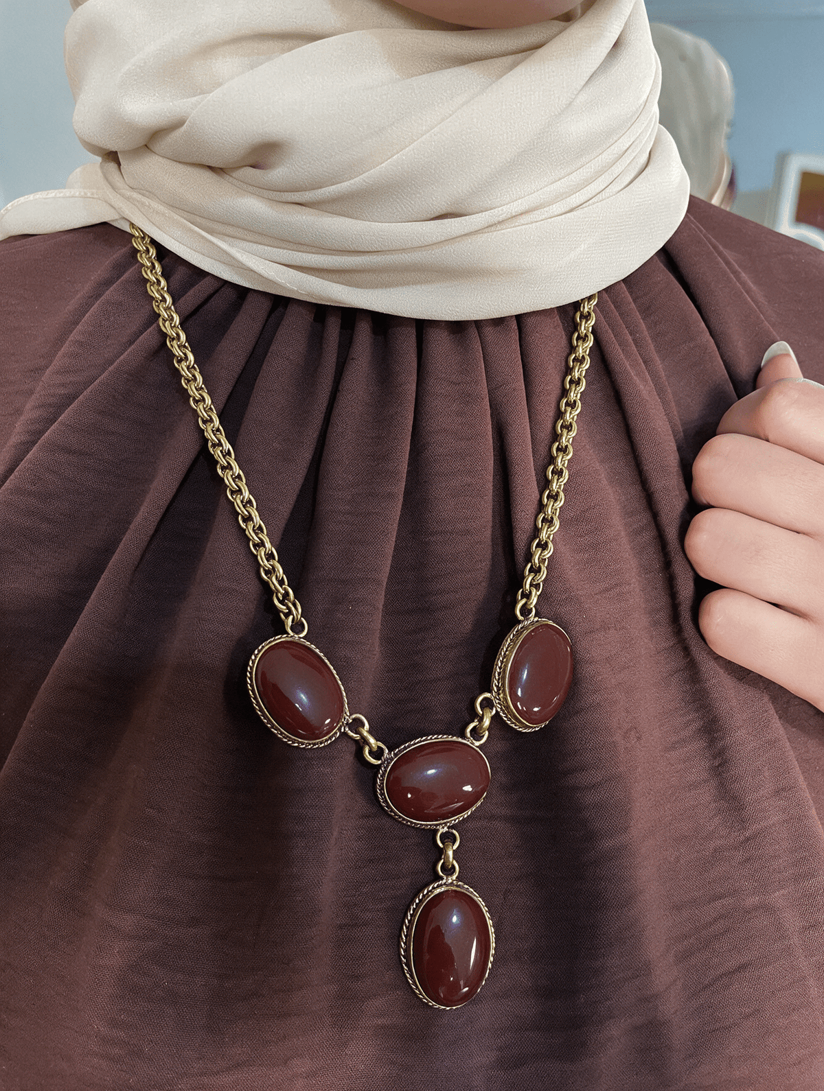 Unique Afnan Necklace -  Agate Stone