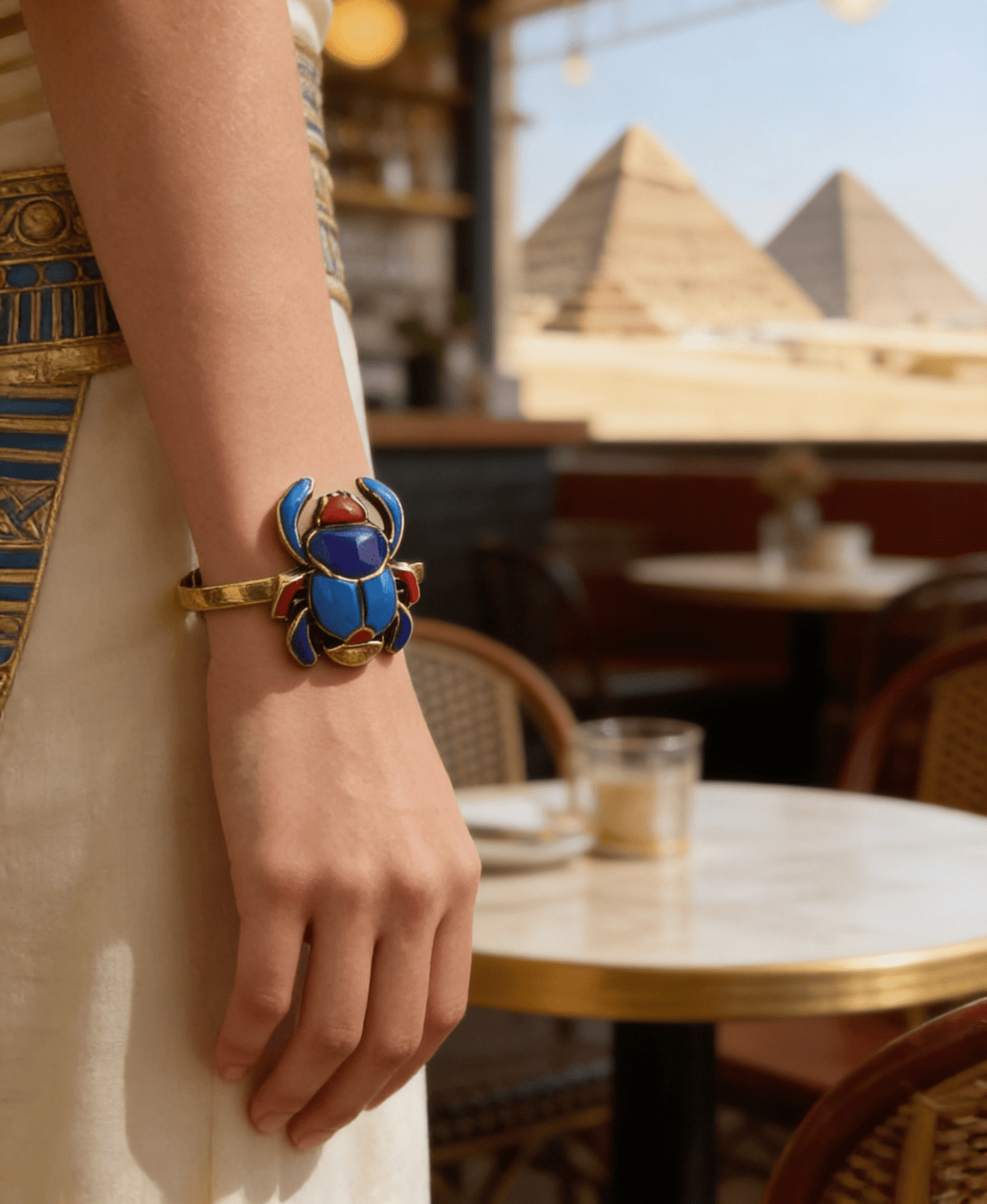 Ancient Scarab Bangle - Pure Copper