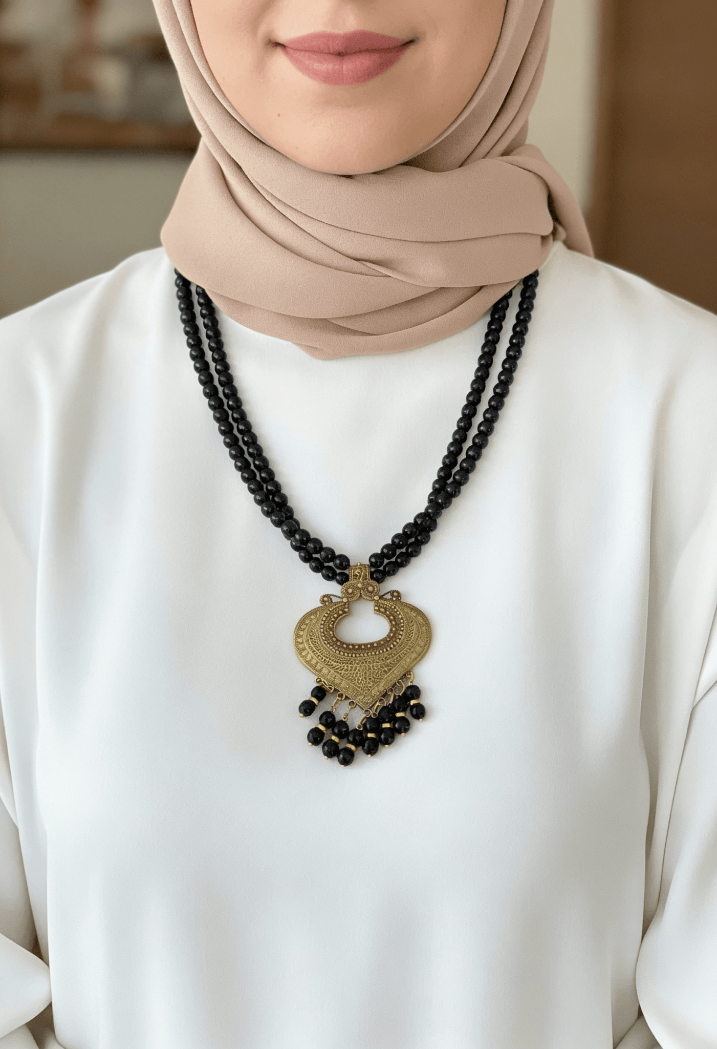 Tamara Necklace - Black Agate Stone