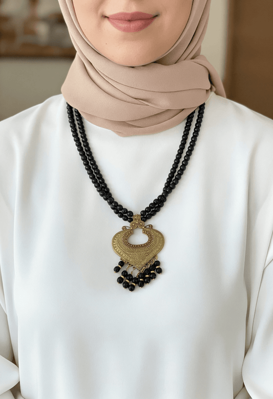 قلادة تمارا - حجر العقيق الأسود