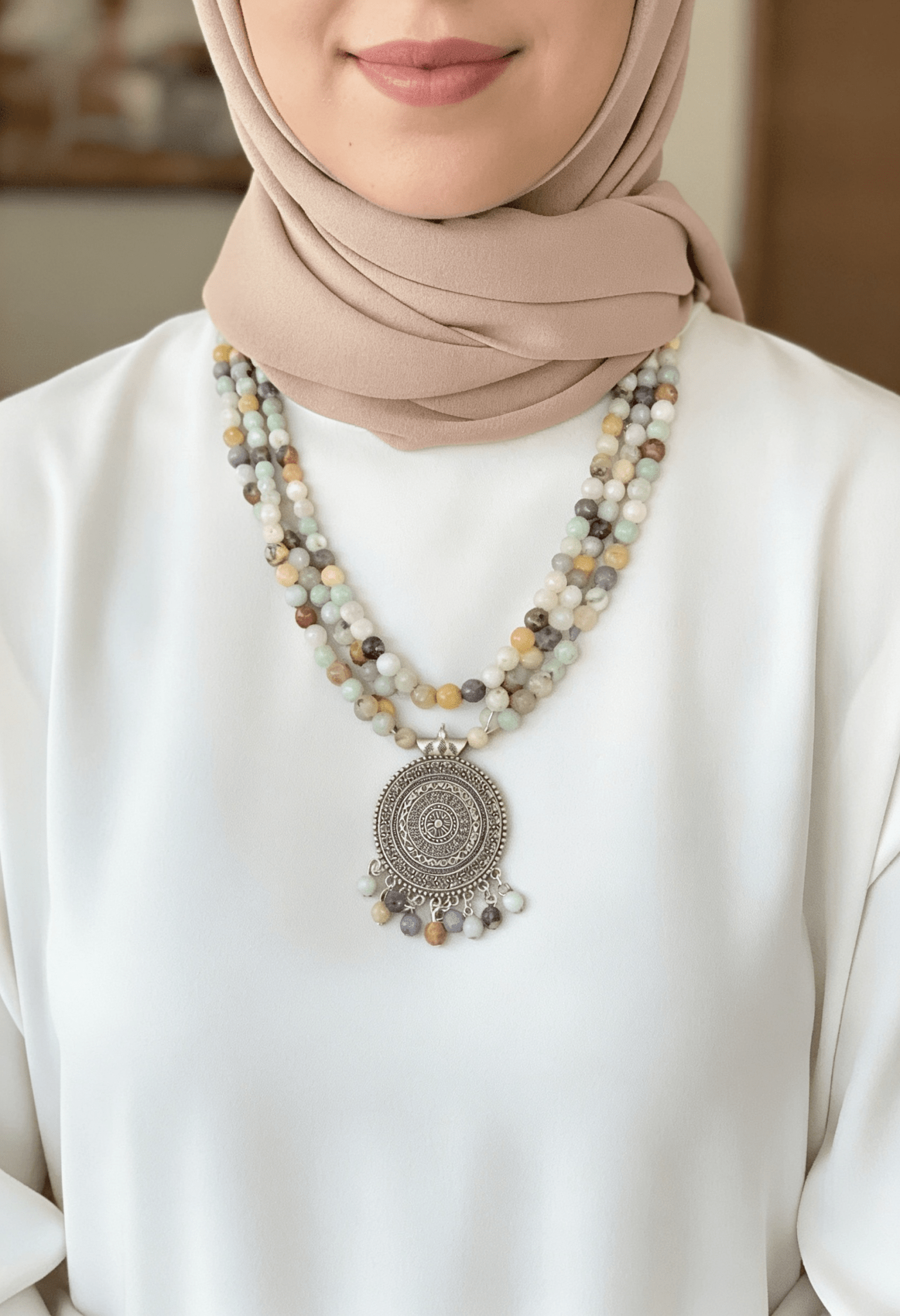 Basmala Necklace - Agate Stones