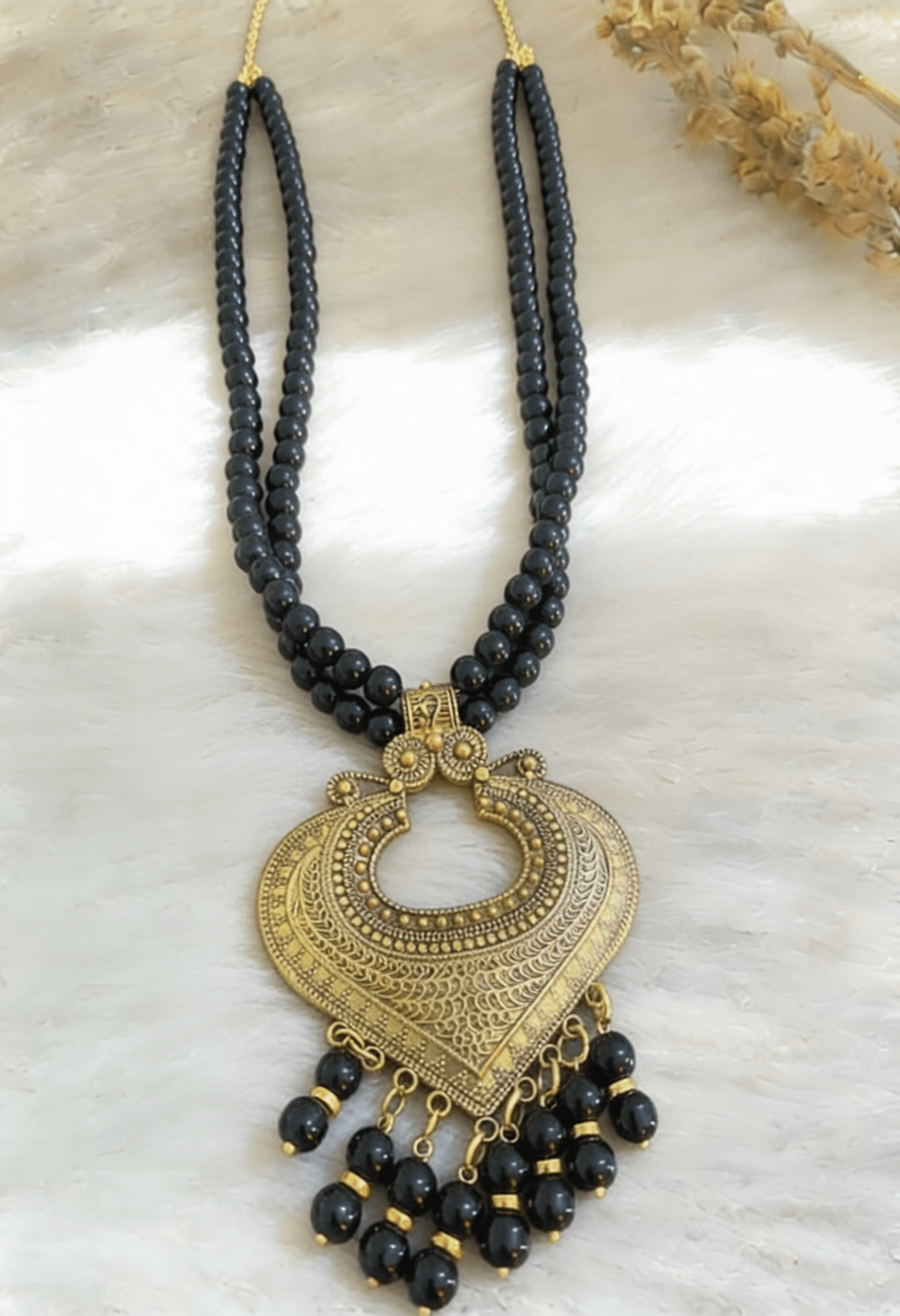 Tamara Necklace - Black Agate Stone