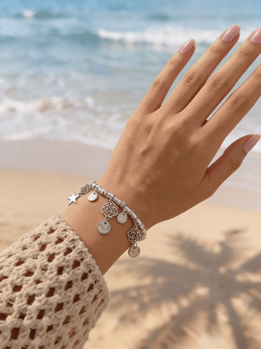 Roses Bracelet - Silver Metal