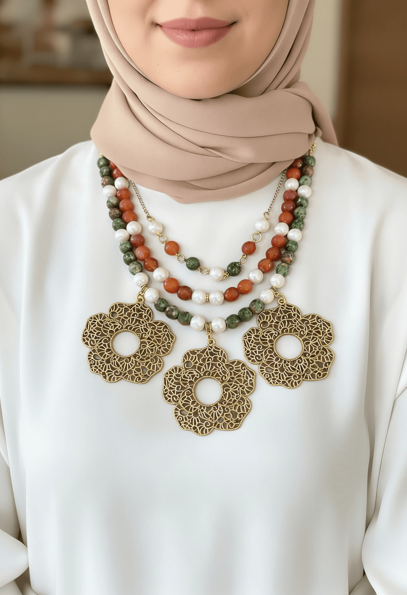 Raghad Necklace - Agate Stones