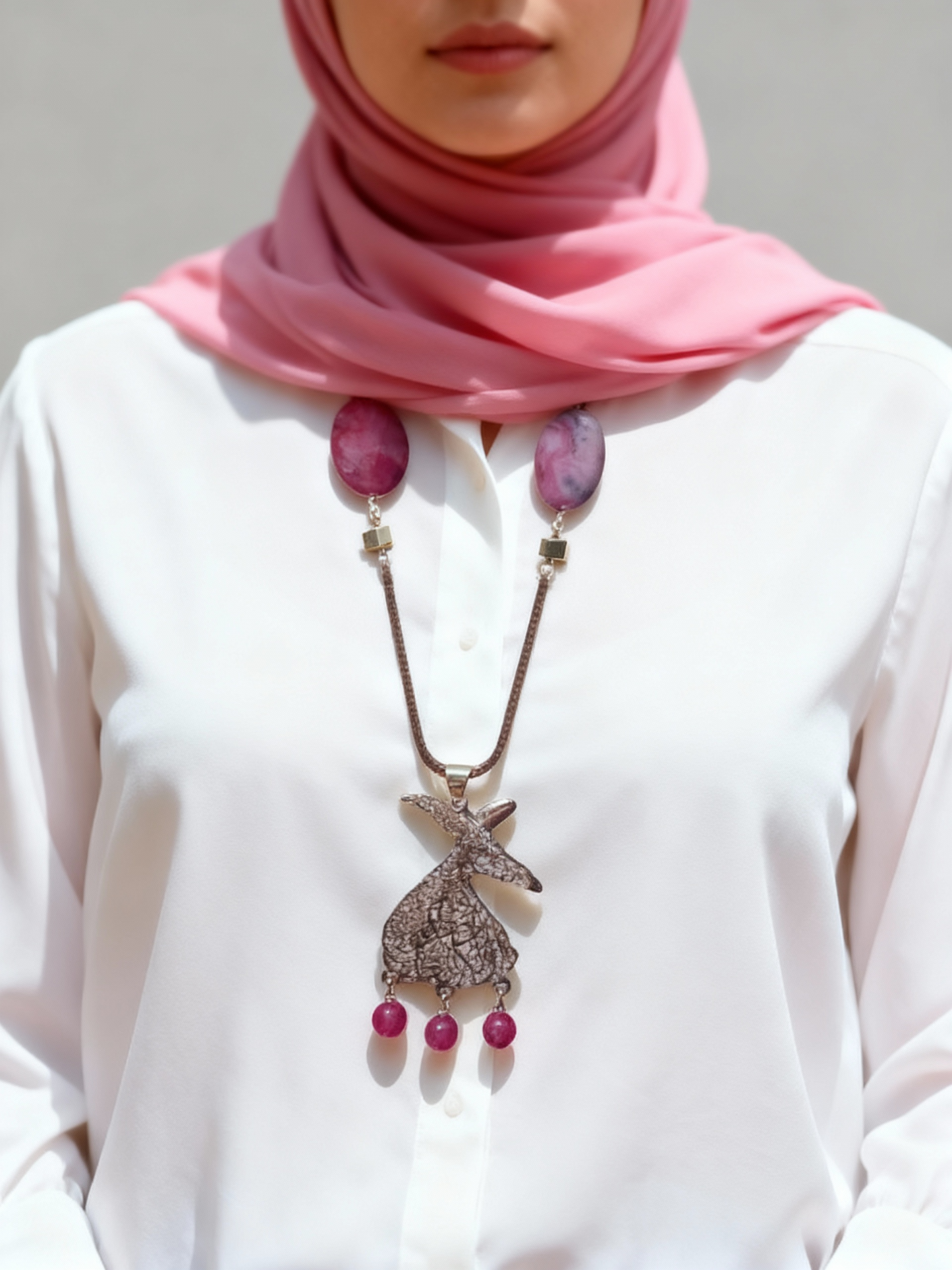 Zahra Pink Agate Necklace