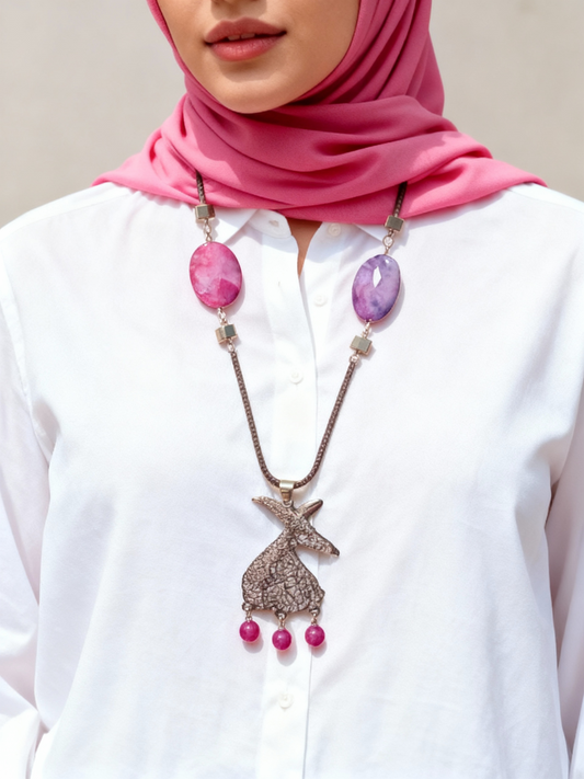 Zahra Pink Agate Necklace