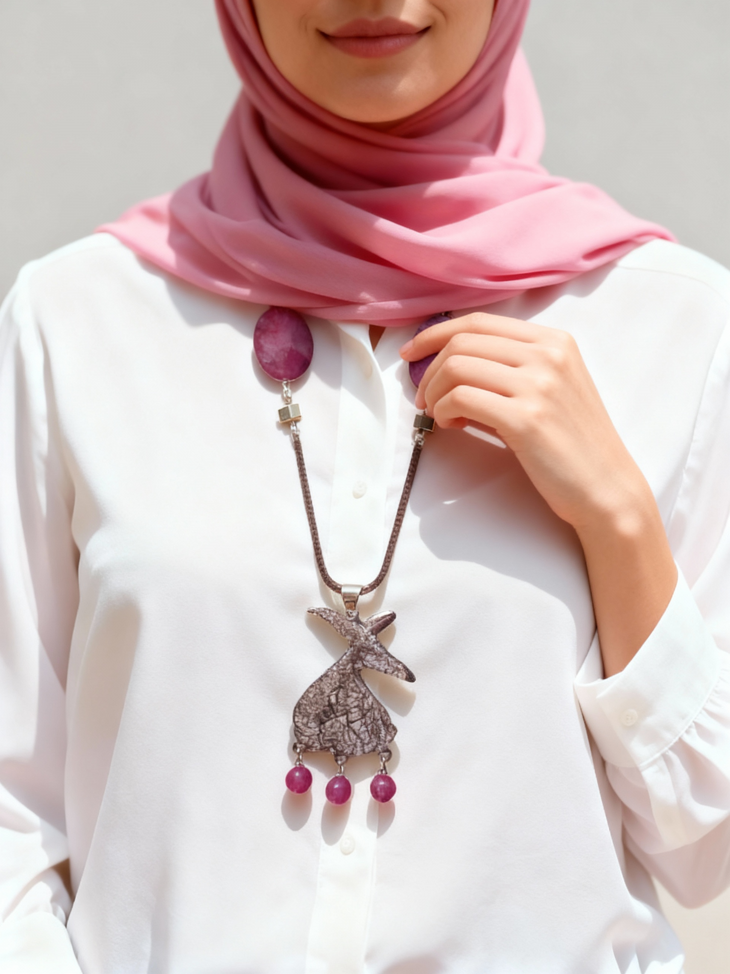 Zahra Pink Agate Necklace