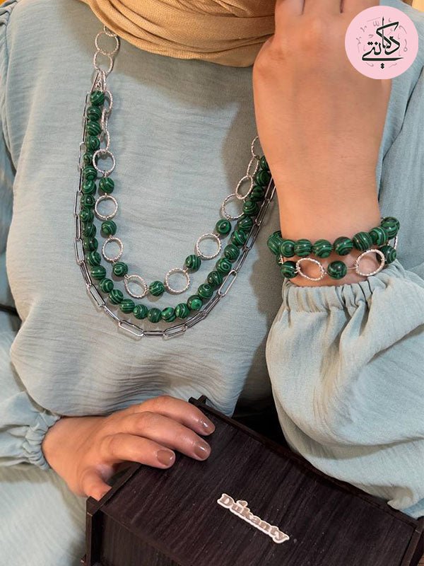 Ashwa Elegant Set - Malachite Stones