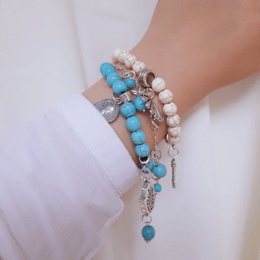 Queen Coin Bracelets Set - Turquoise Stone