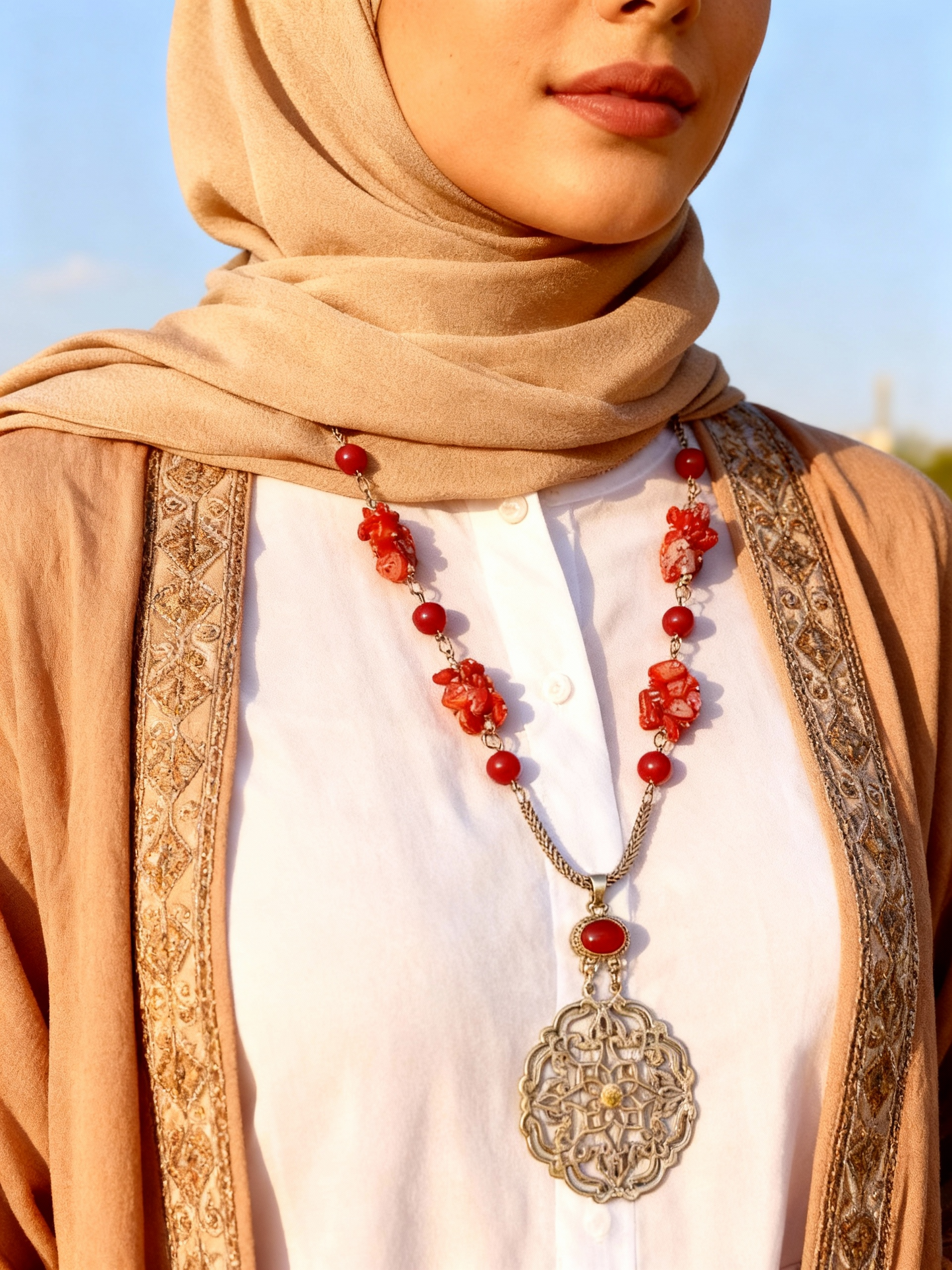 Ruby Petals - Silver Plated Necklace