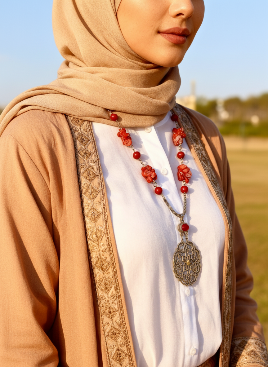Ruby Petals - Silver Plated Necklace