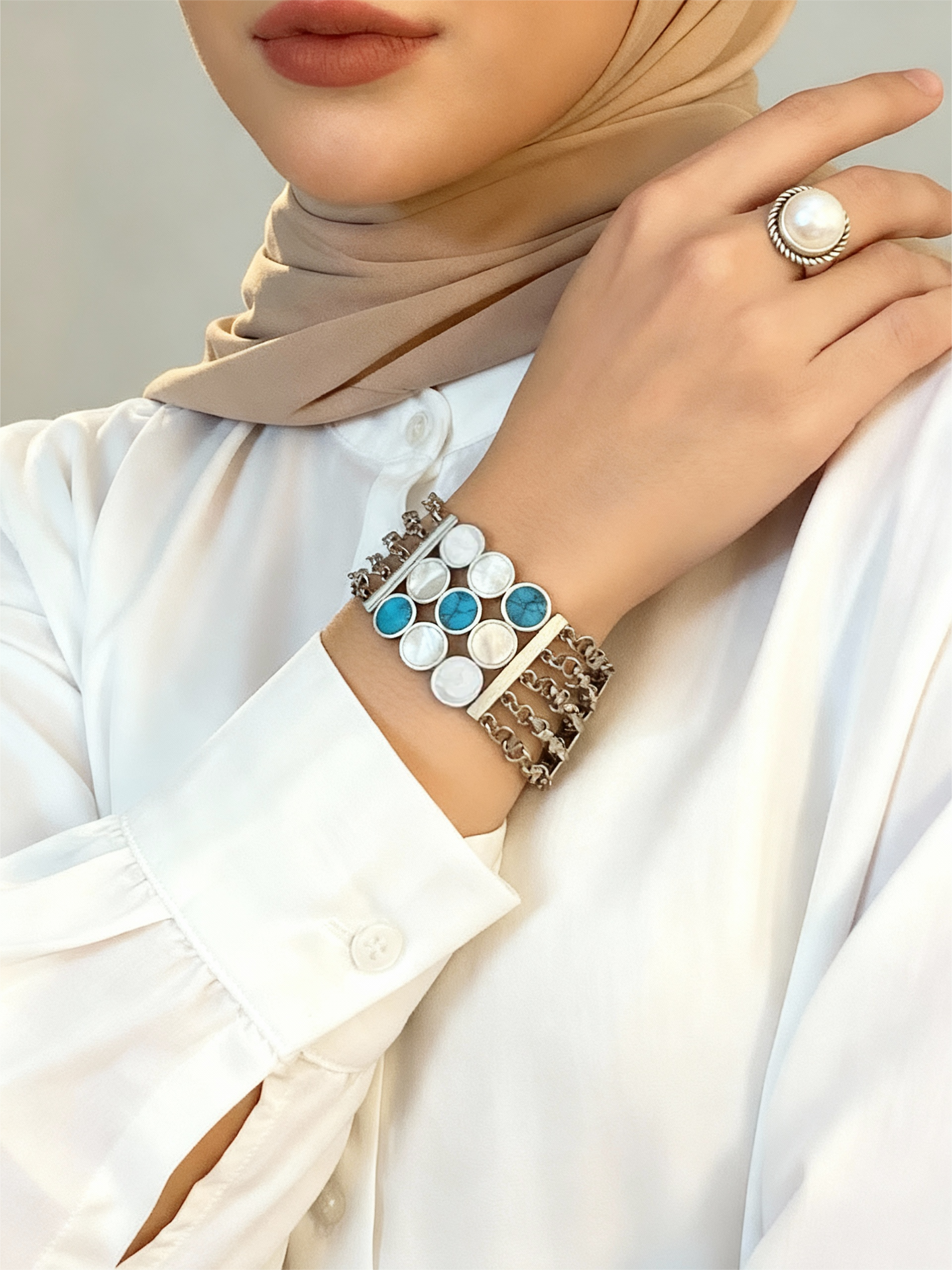 Eman Turquoise Set - Silver Plated