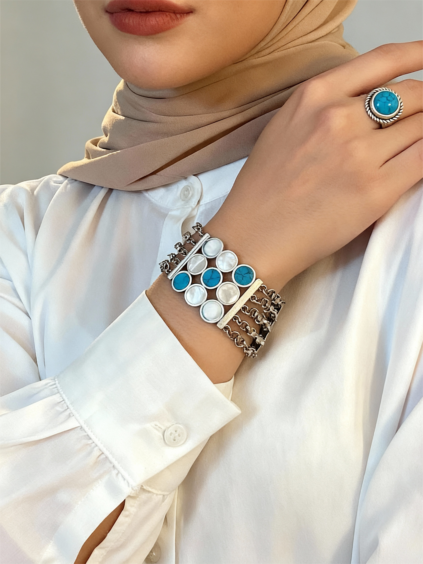 Eman Turquoise Set - Silver Plated