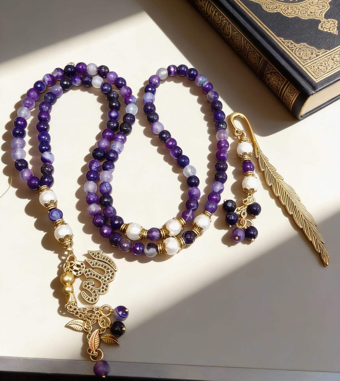 مسبحة لامعة ملونة - عقيق ملون