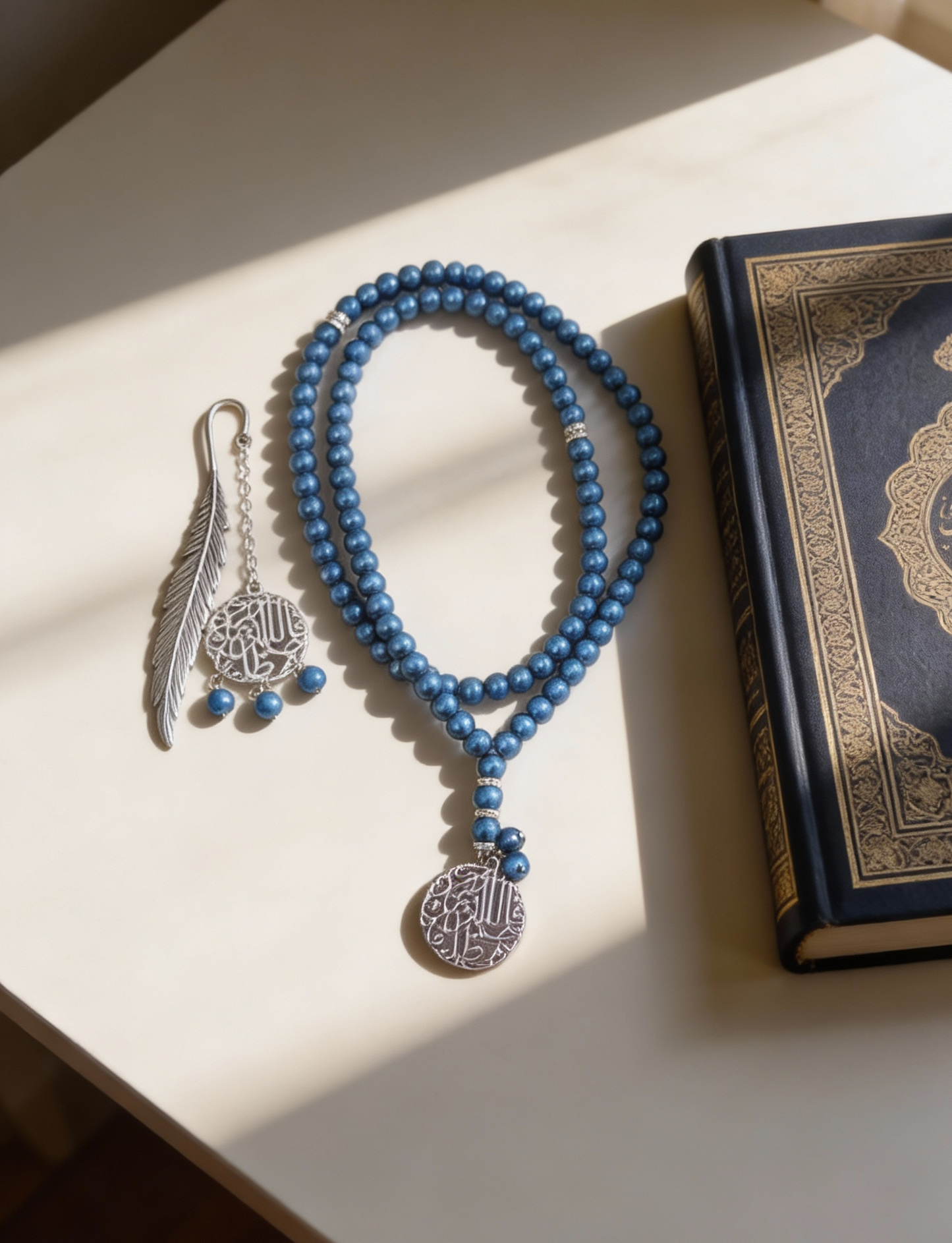 Blue Rosary with Book Separator - Mallorca Pearls