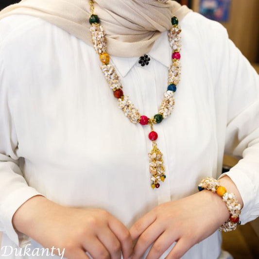 Yomna Set - Seashell And Colorful Agate Stones