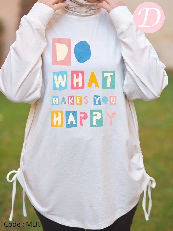 Be Happy Woman T-shirt - Cotton