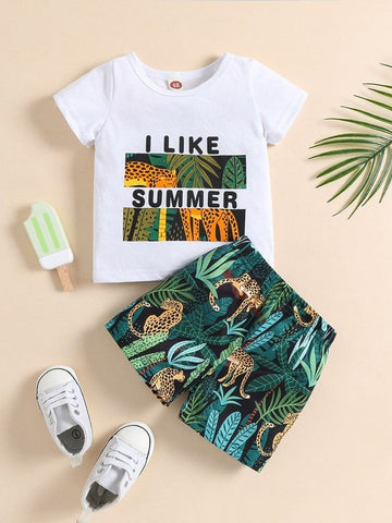 Cheetah Tee with Tropical Shorts - Polyester
