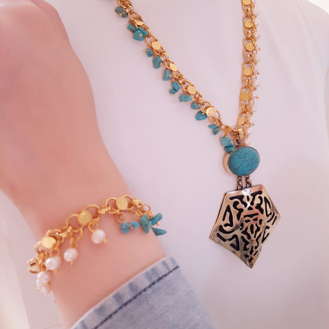 Jewel Turquoise – Necklace, Bracelet