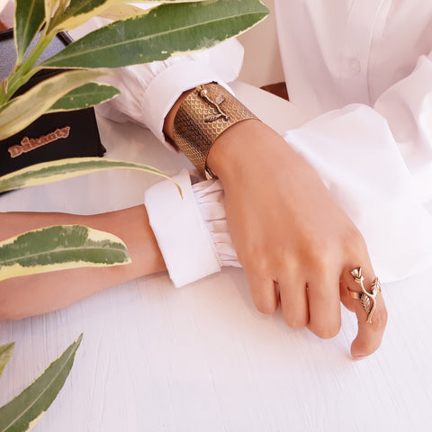 Flower Bronze Set –  Bracelet and Ring