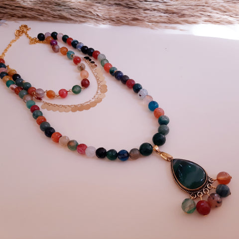 Sultana Nahid Necklace - Colorful Agate