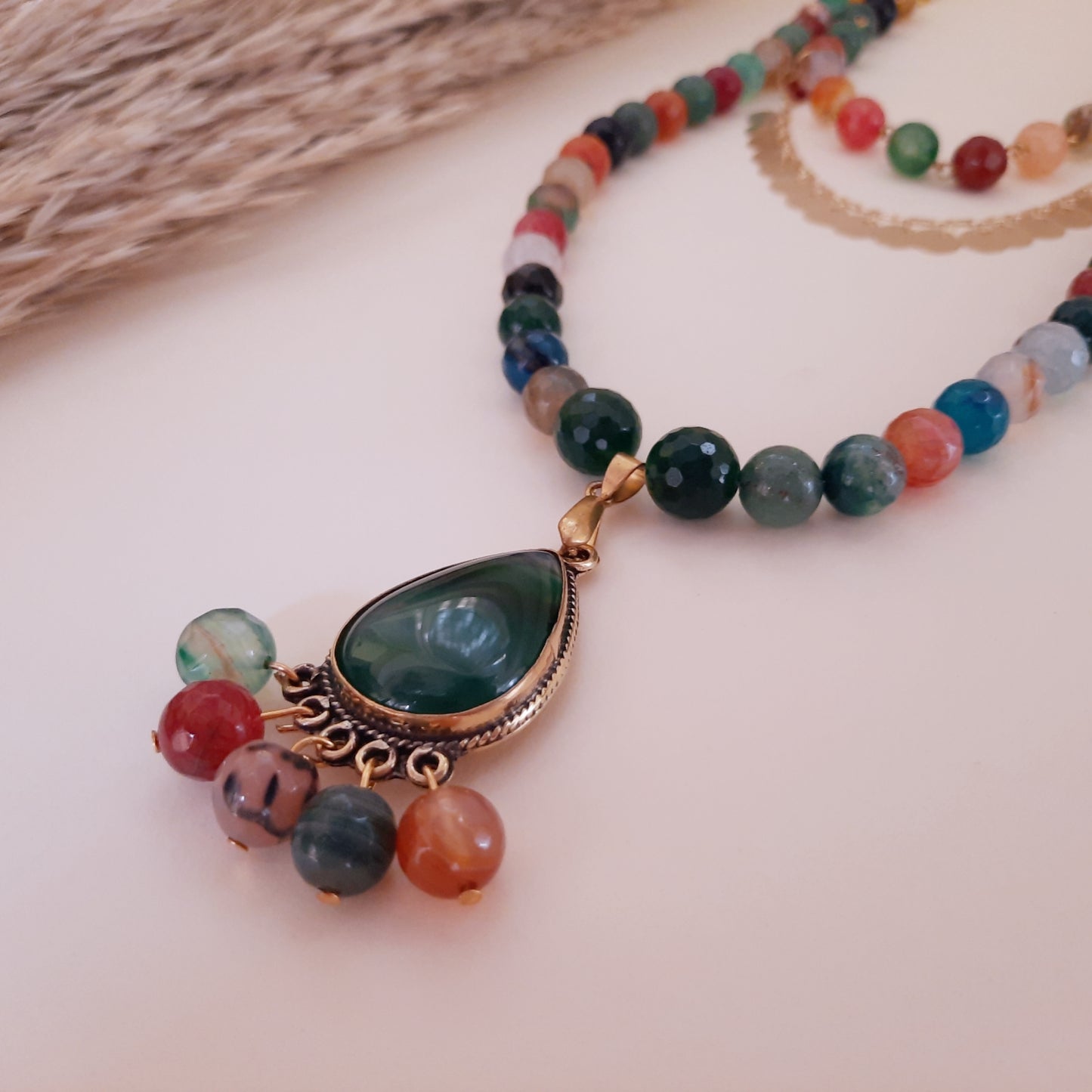 Sultana Nahid Necklace - Colorful Agate