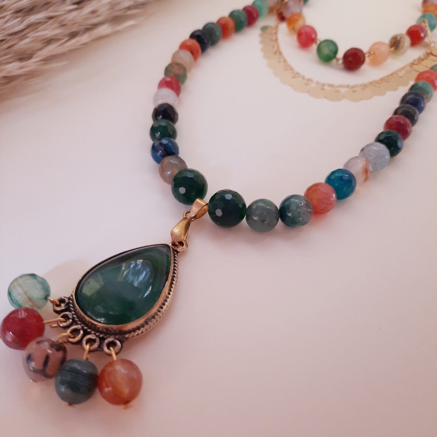 Sultana Nahid Necklace - Colorful Agate