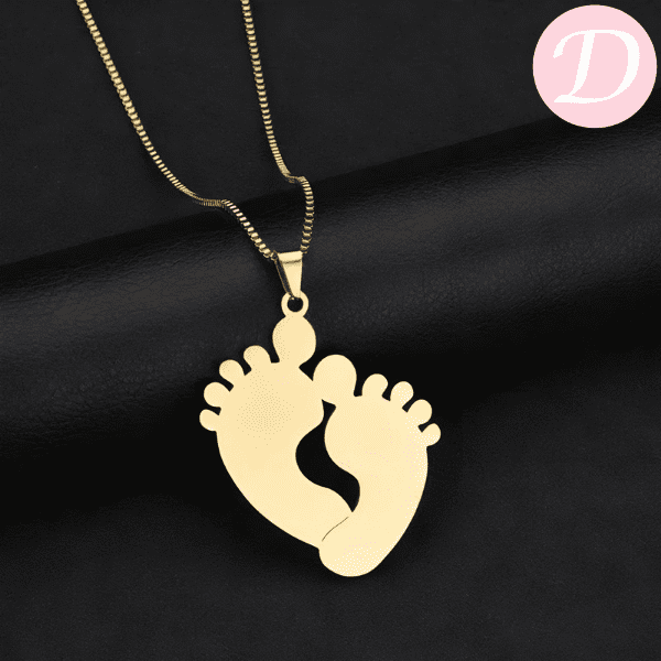 Your Baby Footprints Necklace - Gold Plated