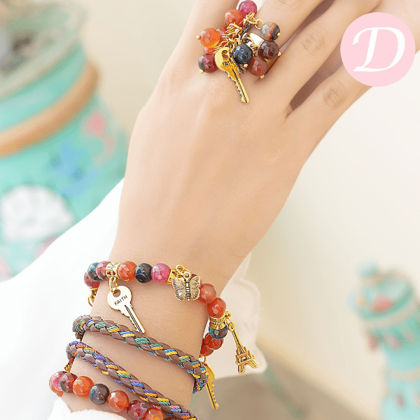 Zeina Colorful Set - Colorful Leather and Agate