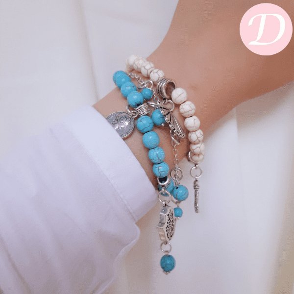 Queen Coin Bracelets Set - Turquoise Stone