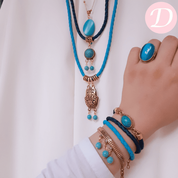 Turquoise Arabian Kaaf Set - Turquoise Leather