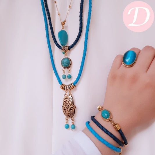 Dima Turquoise Set - Turquoise Leather