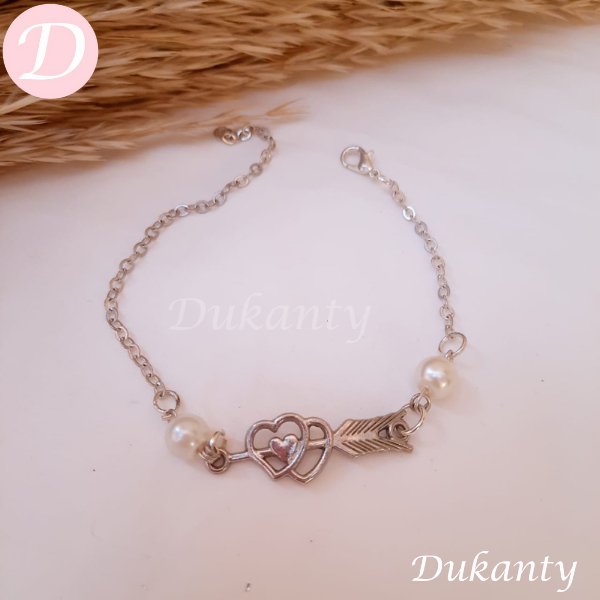 Heart with Arrows Bracelet - Pearl