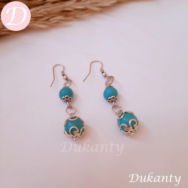 Elizabethan Turquoise Earrings - Turquoise Stone