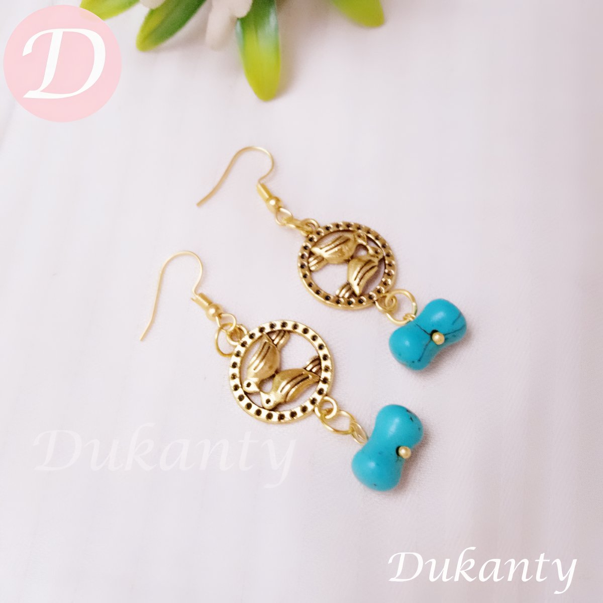 Durra Earrings - Turquoise Stone