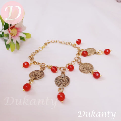 Coins Bracelet - Red Agate