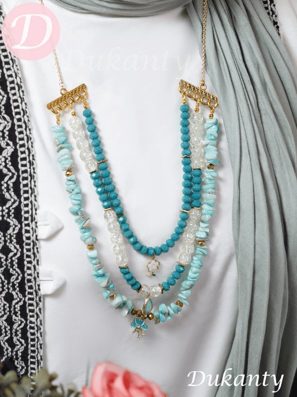 Ruby Necklace - Turquoise and Seashell Stone