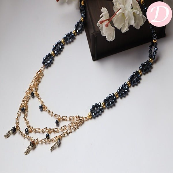 Elegante  Necklace - Crystal and Hematite