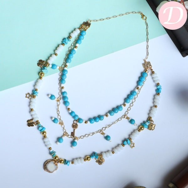 Dalida Seashell Necklace -  Turquoise and Seashell